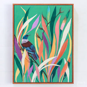 New Zealand Tui bird, original artwork by Rachel Ireland Meyers, RIMAAD, Cairns, Queensland